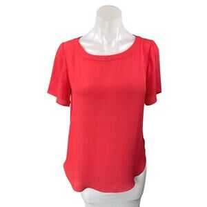 Banana Republic Women's Red Pink Short Sleeve Crew Neck Casual Blouse Top Sz XS